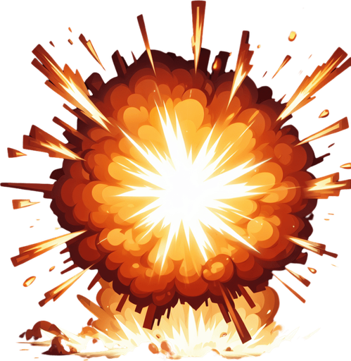 Explosion coming from the center..
Single Game Texture. In-Game asset. 2d. Blank background. High contrast. No shadows.