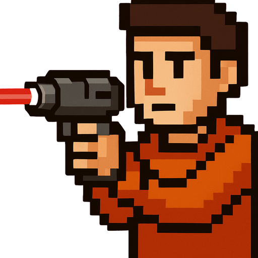 man with laser gun