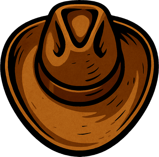 A cowboy hat from top.
In-Game asset.  2d.  High contrast.  No shadows