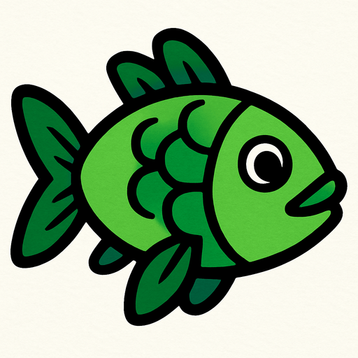 yeşil balık.
In-Game asset.  2d.  High contrast.  No shadows