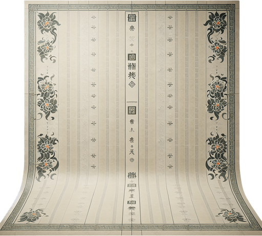 caligraphy paper front facing flat.
Single Game Texture.  In-Game asset.  2d.  Blank background.  High contrast.  No shadows