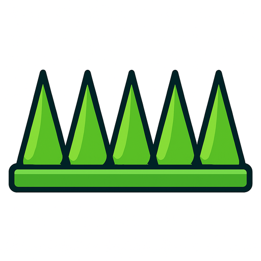 Spikes 2d game green.
In-Game asset.  2d.  High contrast.  No shadows