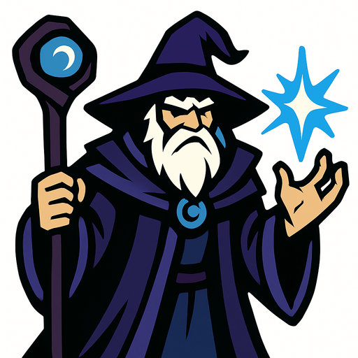 Büyücü.
In-Game asset.  2d.  High contrast.  No shadows