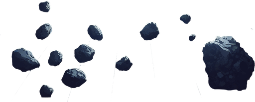 A background image of asteroids in space
Single Game Texture. In-Game asset. 2d. Blank background. High contrast. No shadows.