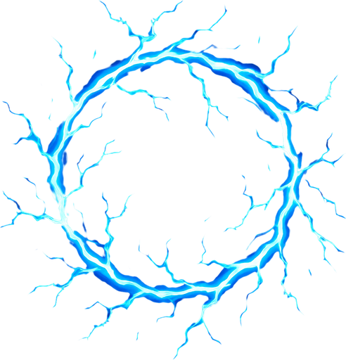 blue electric shock circular.
In-Game asset.  2d.  High contrast.  No shadows