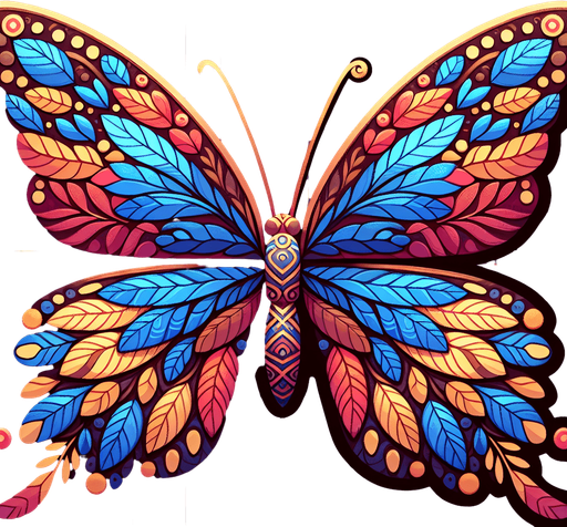 generate a butterfly.
Single Game Texture.  In-Game asset.  2d.  Blank background.  High contrast.  No shadows