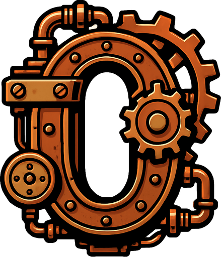 un 0 es estilo steampunk.
In-Game asset.  2d.  High contrast.  No shadows