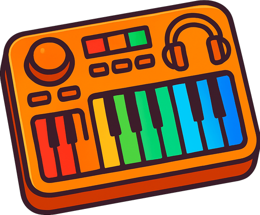 orange cool dj keyboard rgb keys.
In-Game asset.  2d.  High contrast.  No shadows