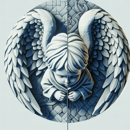 A child with wings, top down view Single Game Texture. In-Game asset. 2d. Blank background. High contrast. No shadows.