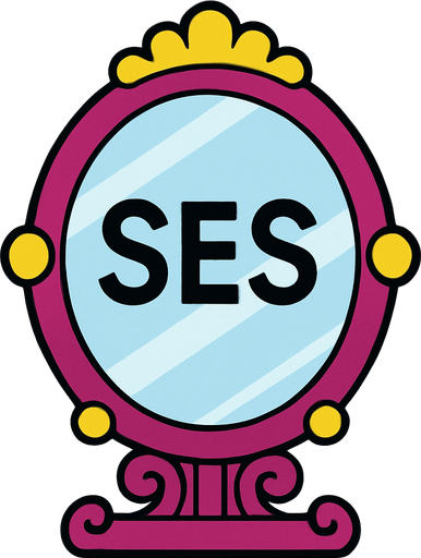 Draw the magic mirror from Doraemon, and write "SES" on it..
In-Game asset.  2d.  High contrast.  No shadows