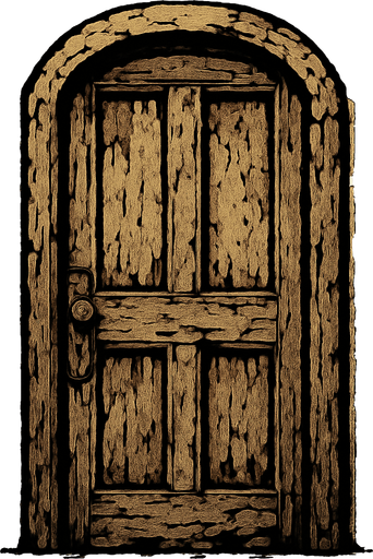 kapı ama eskimiş.
In-Game asset.  2d.  High contrast.  No shadows