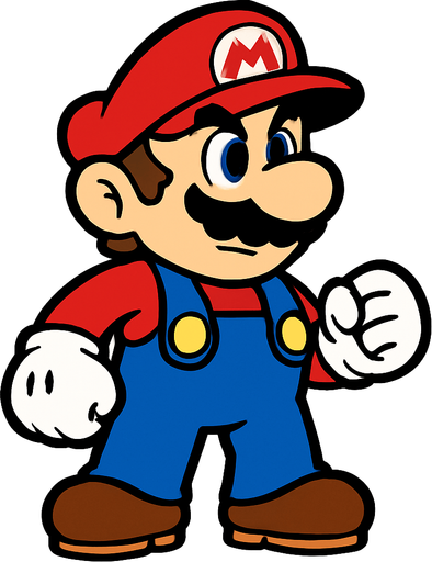 MARİO.
In-Game asset.  2d.  High contrast.  No shadows