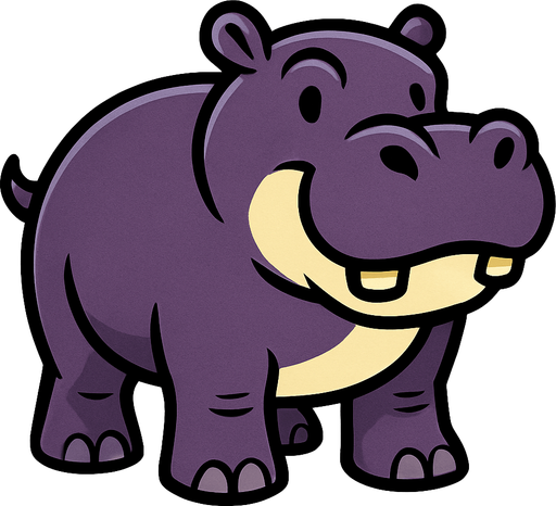make a hippopotamus.
In-Game asset.  High contrast.  No shadows