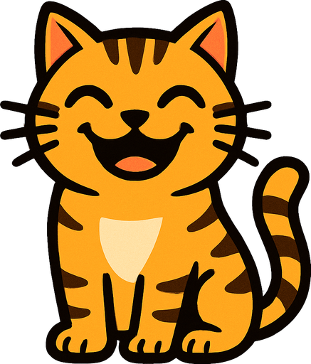 Gulen bir kedi.
In-Game asset.  2d.  High contrast.  No shadows