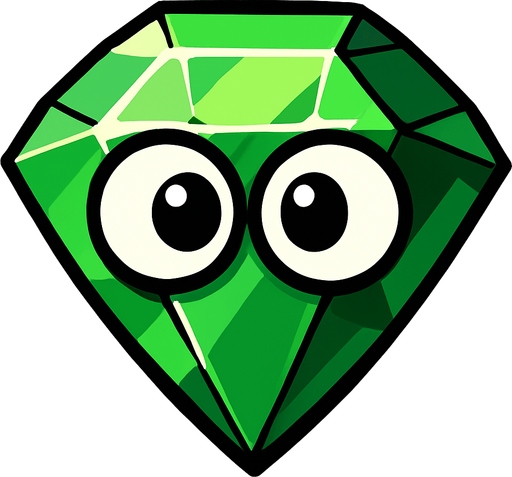 Una esmeralda con ojos.
In-Game asset.  High contrast.  No shadows