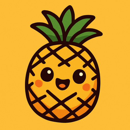 Pineapple with cute face.
In-Game asset.  2d.  High contrast.  No shadows