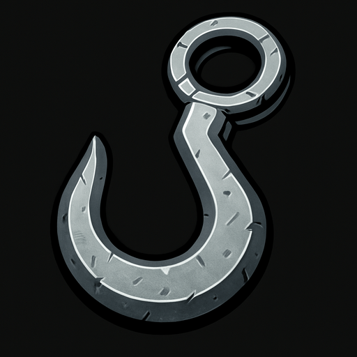 steel hook.
In-Game asset.  2d.  High contrast.  No shadows