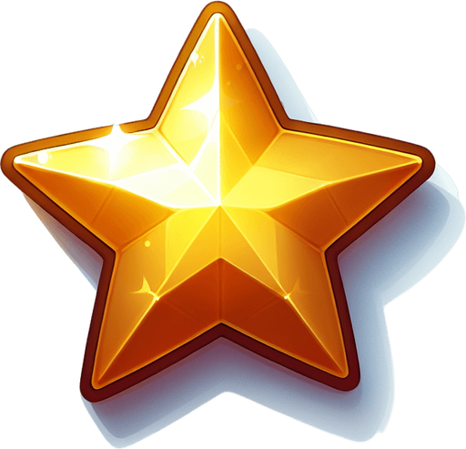 A little golden star..
Single Game Texture. In-Game asset. 2d. Blank background. High contrast. No shadows.