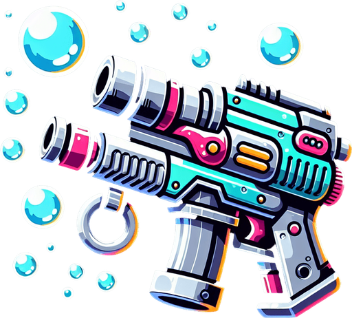 Bubble Shooting Gun.
Single Game Texture. In-Game asset. 2d. Blank background. High contrast. No shadows.