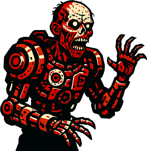 MACHINE ZOMBIE.
In-Game asset.  2d.  High contrast.  No shadows