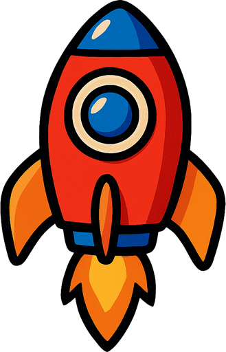 A rocket.
In-Game asset.  2d.  High contrast.  No shadows