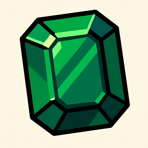 zümrüt.
In-Game asset.  2d.  High contrast.  No shadows