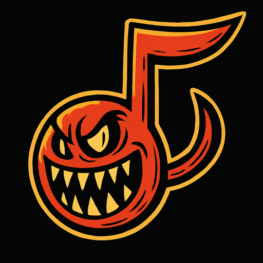 müzik notası olsun gözü ve keskin dişleri olsun.
In-Game asset.  2d.  High contrast.  No shadows