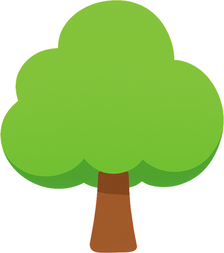 a single simple kawaii tree without outlines and no face, for a non-distracting game background.
In-Game asset.  2d.  High contrast.  No shadows