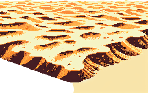 pixel art tiling of a desert sandy ground..
Single Game Texture. In-Game asset. 2d. Blank background. High contrast. No shadows.