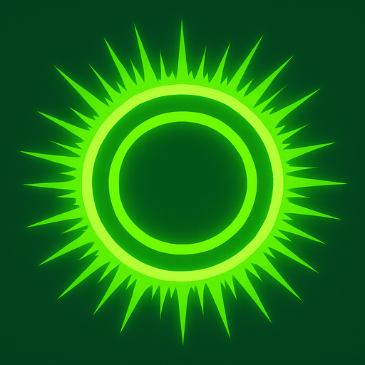 A 2D green radiating circular aura in the Survivor.io style made by HABBY PTE. LTD..
In-Game asset.  2d.  High contrast.  No shadows