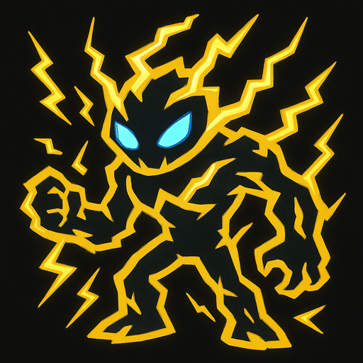 make creature image for electrical elemental name is voltix but dont write name on image.
In-Game asset.  2d.  High contrast.  No shadows