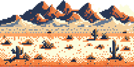 pixel art desert.
Single Game Texture. In-Game asset. 2d. Blank background. High contrast. No shadows.
