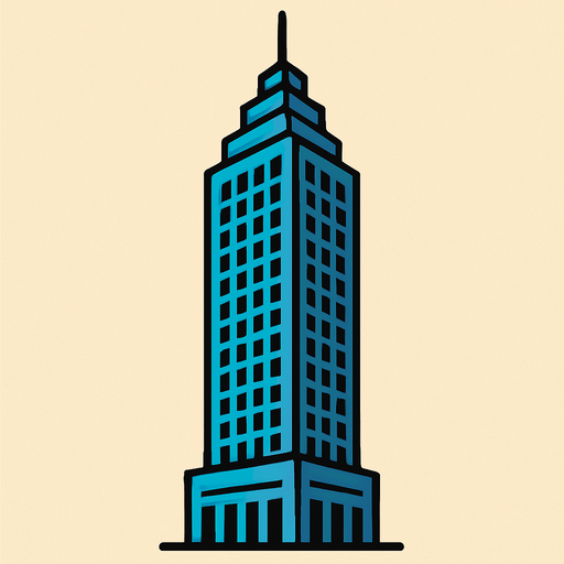 draw a skyscraper.
In-Game asset.  2d.  High contrast.  No shadows