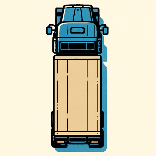 long haul truck seen from direct top.
In-Game asset.  2d.  High contrast.  No shadows