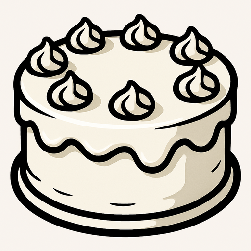 white Cake.
In-Game asset.  2d.  High contrast.  No shadows