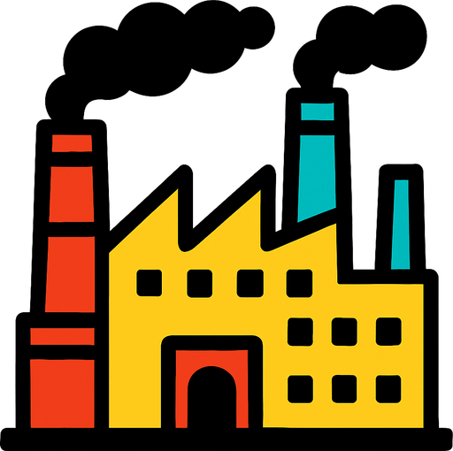 Factory.
In-Game asset.  2d.  High contrast.  No shadows