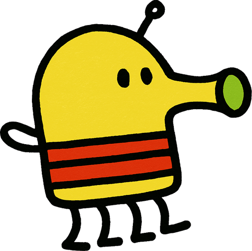 2D classic doodle jump character.
In-Game asset.  2d.  High contrast.  No shadows
