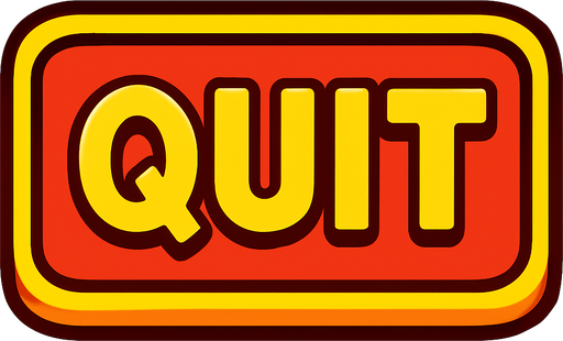 Quit button for video game.
In-Game asset.  2d.  High contrast.  No shadows