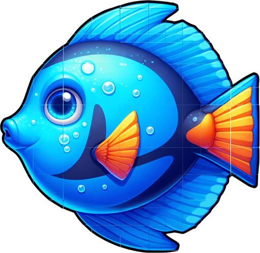 a tang fish.
Single Game Texture. In-Game asset. 2d. Blank background. High contrast. No shadows.