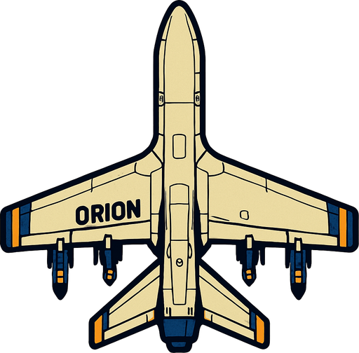 A Orion fighter UAV..
In-Game asset.  2d.  High contrast.  No shadows. Top down view