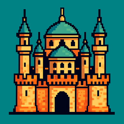 ottoman castle.
In-Game asset.  2d.  High contrast.  No shadows. pixel art
