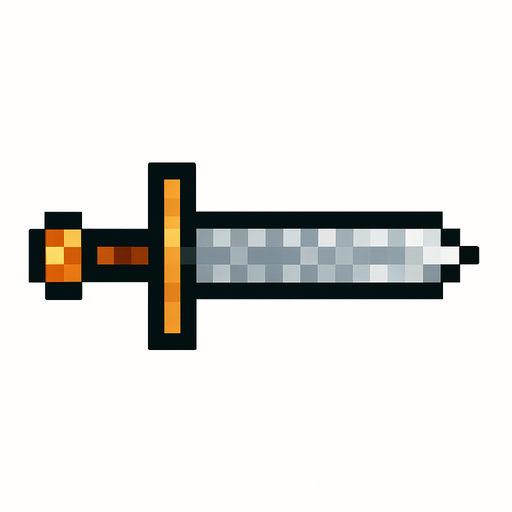 espada de pixeles orizontal.
In-Game asset.  2d.  High contrast.  No shadows