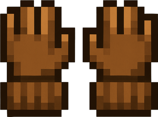 pixel brown gloves.
In-Game asset.  2d.  High contrast.  No shadows