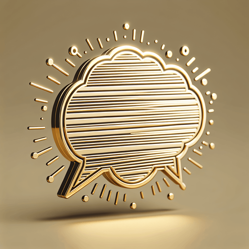 text bubble with golden lines, in front view.