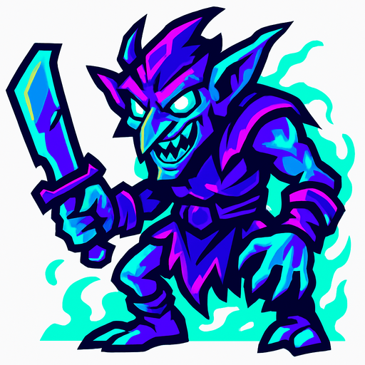 spektral yıkıcı goblin.
In-Game asset.  2d.  High contrast.  No shadows
