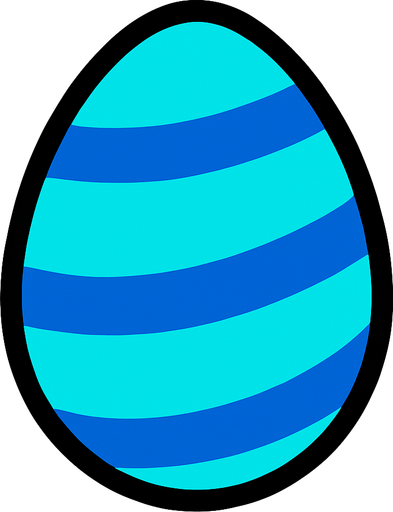 A Cyan egg with Blue Stripes.
In-Game asset.  2d.  High contrast.  No shadows