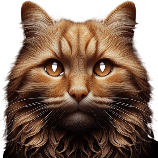 Photorealistic ginger cat face, front view..