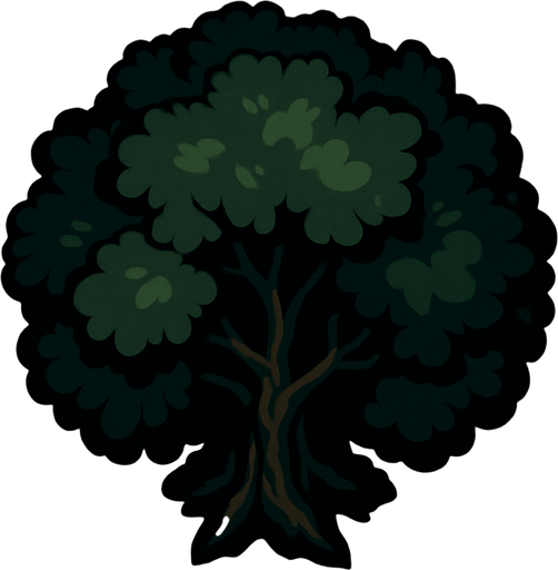 Arbol visto desde arriba algo oscuro.
In-Game asset.  2d.  High contrast.  No shadows