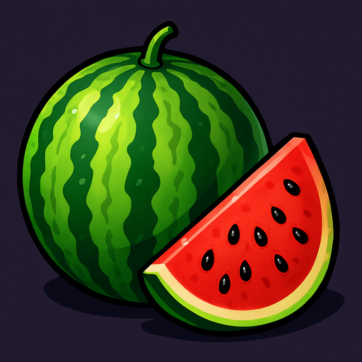 Watermelon.
In-Game asset.  2d.  High contrast.  No shadows. Realistic