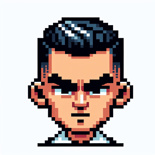 cartoon. 8-bit. cristiano ronaldo face. angry. Single Game Texture. In-Game asset. 2d. Blank background. High contrast. No shadows.